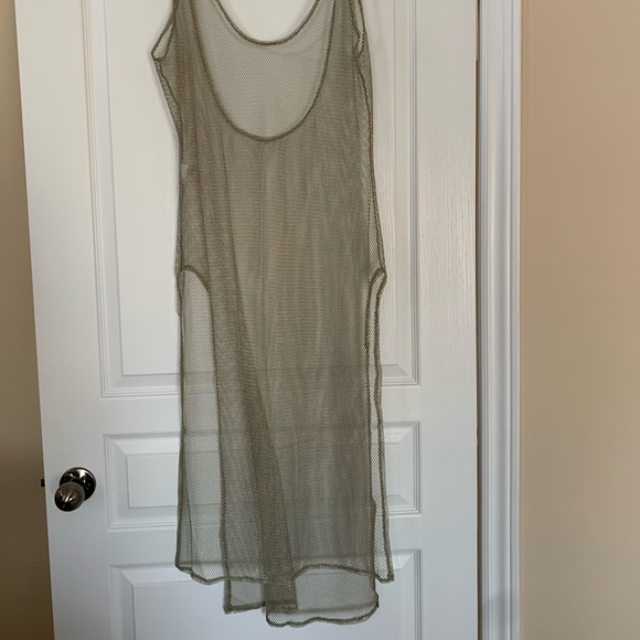 Gold metallic mesh tunic see through cover up dress in metallic gold - Picture 1 of 3